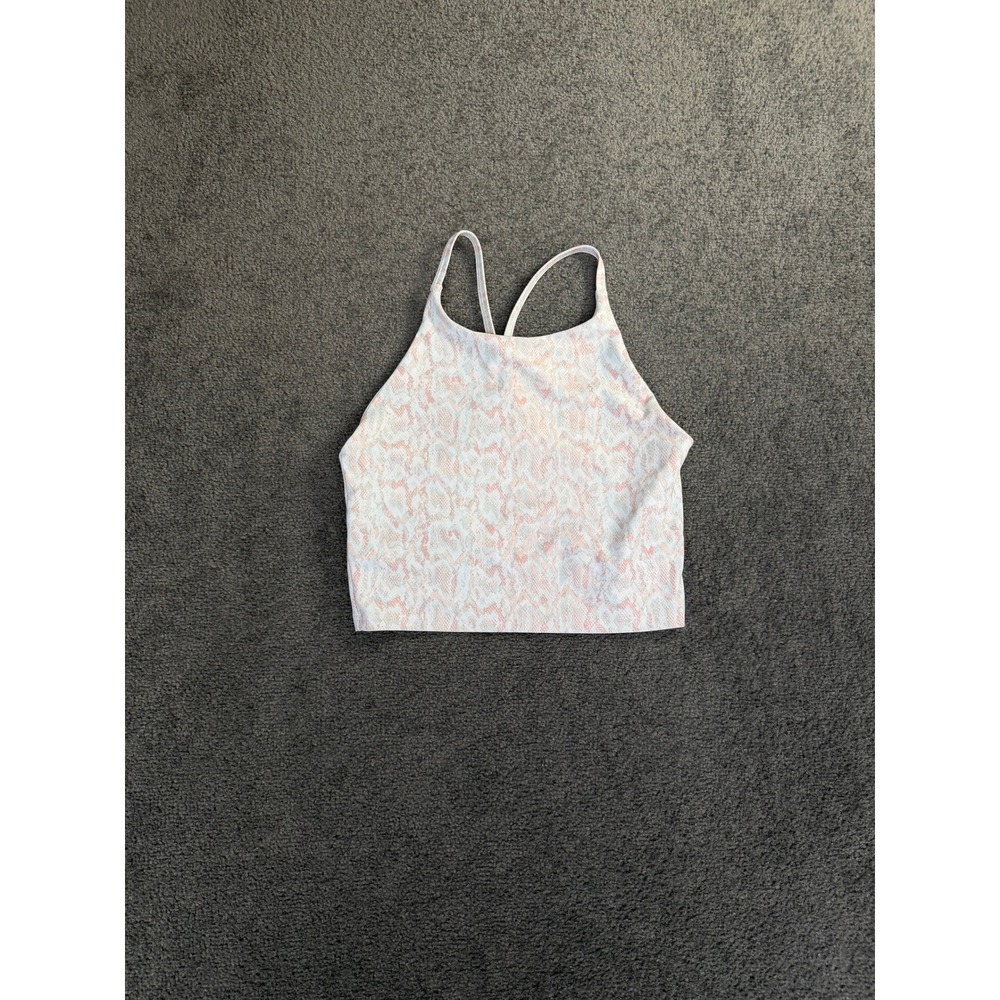 Old Navy Active Powersoft High Neck Sports Bra Medium Pink Snakeskin Print